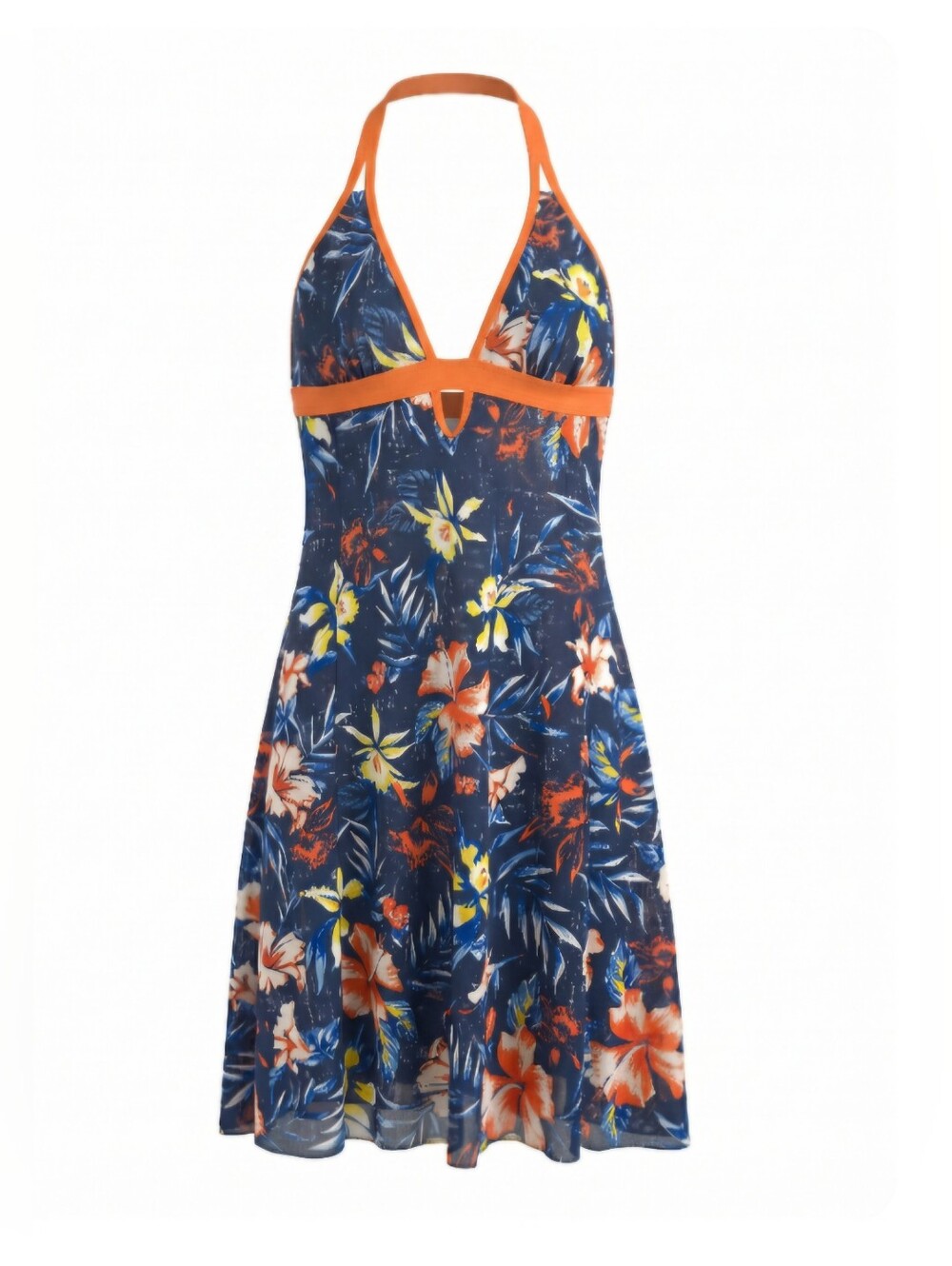 O'Neil Floral Halter Dress Summer Y2K Beach Resortwear Festival Vibrant